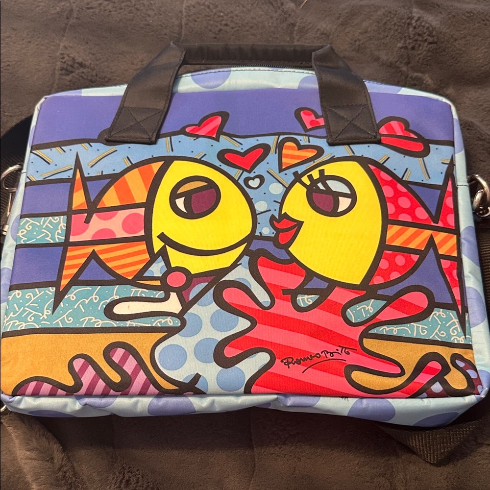 Britto Colorful Fish Art Laptop Bag